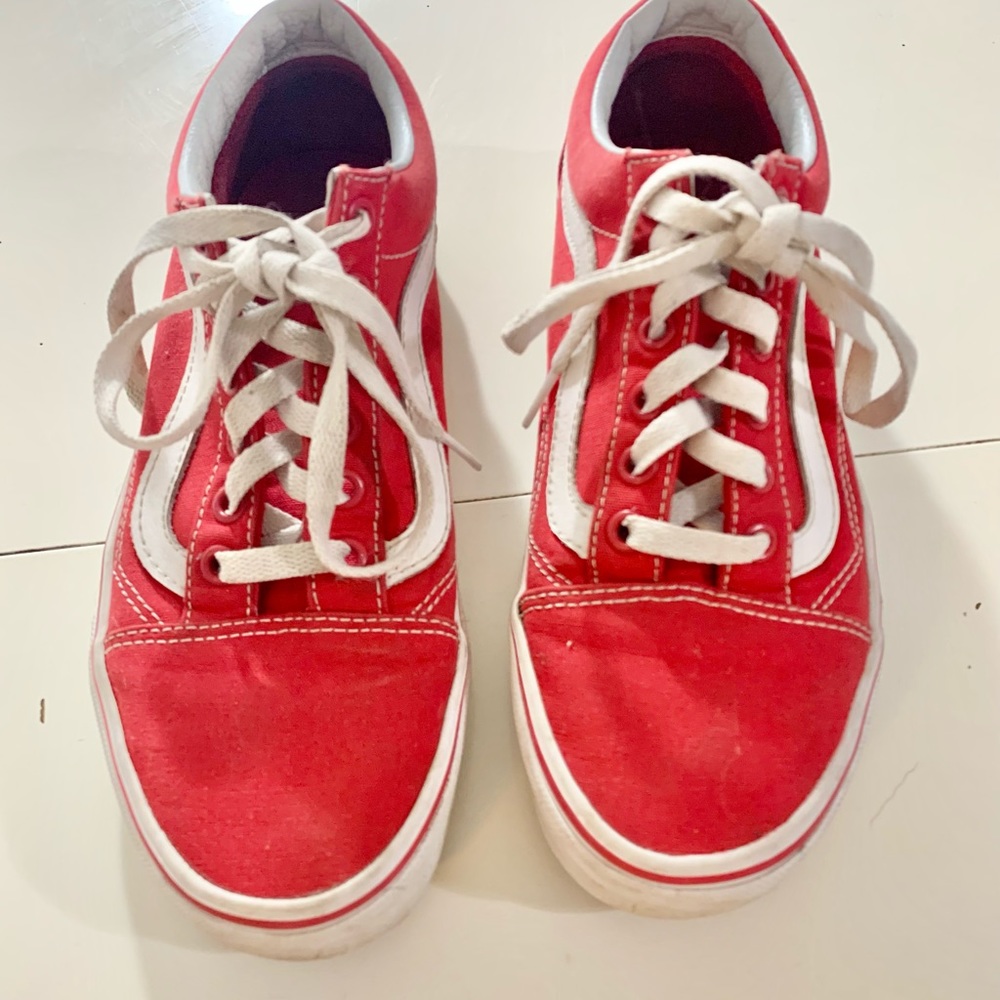 Vans Red and White Old Skool Sneakers